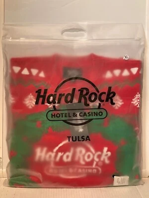 Hard Rock Hotel Casino Tulsa Logo Red Wreath Christmas Sweater Mens Size XL NWT - Image 1 of 3