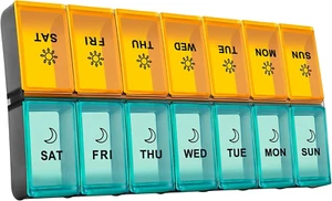 Mossime XL Large Daily Pill Organizer 2 Times a Day, Extra Jumbo 7 Day Pill Box - Picture 1 of 8