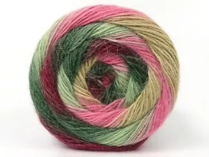 Pink Green Tan Red Cake Alpaca Fine 82866 Ice Yarn Center-Pull 150gr 574y Sport - Picture 1 of 6
