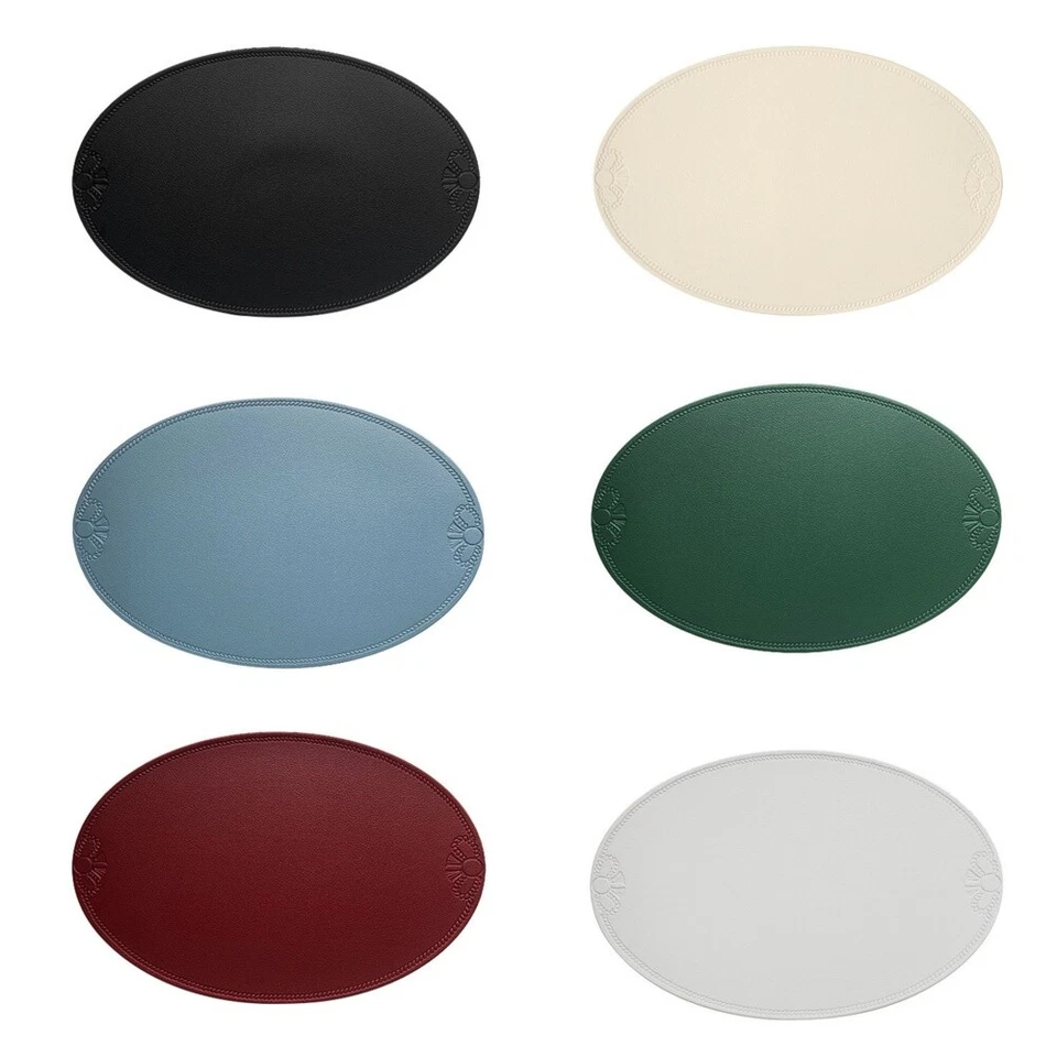 Set of 4 Oval Faux Leather Dining Table Placemats Bowl Cup Non-Slip Pads Mats - Image 1 of 1