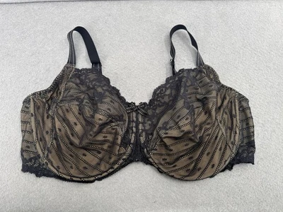 Chantelle Rive Gauche Bra Size 40DDDD Black Nude Unlined Underwire Full Coverage - Image 1 of 4