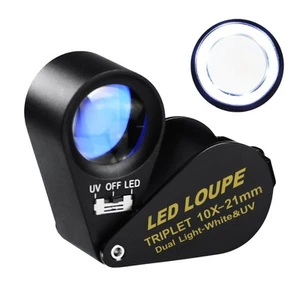 Illuminated Jewelers Loupe Magnifier, Foldable Jewelry Magnifier with 6 LED &... - Picture 1 of 6