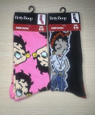 Calcetines Betty Boop Crew 2 Pares Adulto Talla 9-13 Novedad Nostálgica  Foto 1 de 4