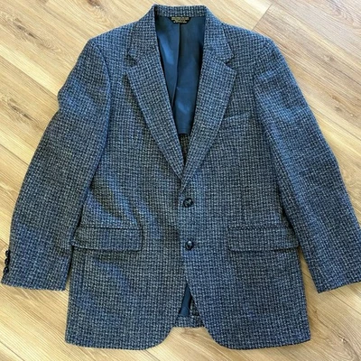 Abrigo Deportivo De Colección Austin Manor Azul Tweed ~38R Lana Blazer Chaqueta Heritage Clásico Foto 1 de 4