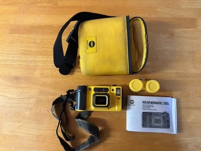 Minolta Weathermatic 35DL Underwater 35mm Film Camera Yellow with Kit Case - Image 1 of 4