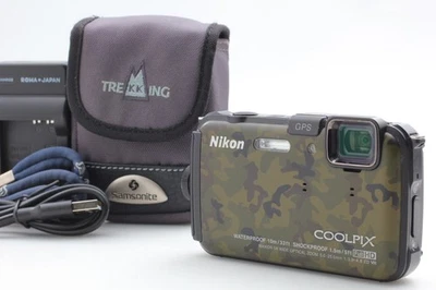 [Near MINT] Nikon COOLPIX AW100 16.0MP Waterproof Digital Camera Camo From JAPAN - Image 1 of 4