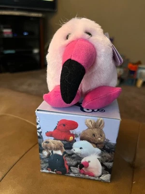 Винтажный 1994 Swibco Puffkins Flo фламинго плюшевый с ярлыком и коробкой 4» 1/17/98 день рождения - Изображение 1 из 4