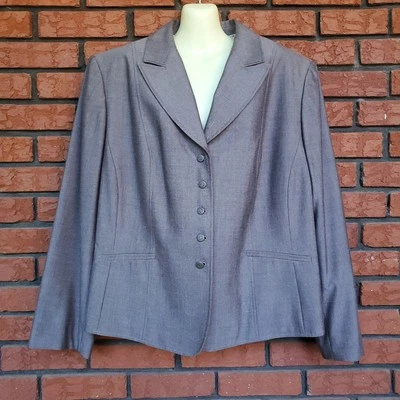 Tahari Arthur S Levine Gray Blazer Womens 22W Suit Jacket Career Floral Lining - Image 1 of 4