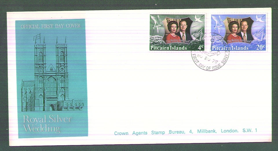 Pitcairn Islands 1972 Royal Silver Wedding Queen Elizabeth II FDC  - Image 1 of 1