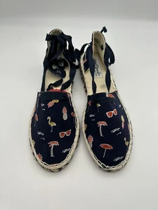 Laura Marana Not Rated Espadrilles, Blue Beach Scene, Straps Size 8.5* - Picture 1 of 8