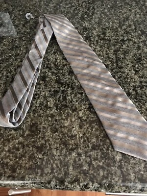 John Varvatos USA Star Tie Grey Striped Metallic Rare - Image 1 of 3
