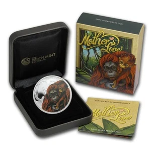 2014 Tuvalu Mothers Love .999 Silver Orangutan Coin with Box and COA - Picture 1 of 1