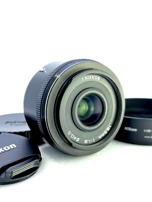 【 MINT】Nikon 1 NIKKOR 18.5mm f/1.8 lens CX format  Black with Hood JAPAN＃26 - Image 1 of 4