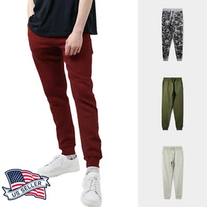 Mens JOGGER Pants Sweatpants Fleece Basic Urban Hip Hop Casual Slim Fit Hipster - Picture 1 of 13