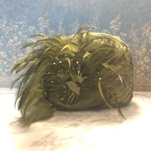 VINTAGE HANDMADE MERTIZE MILLINERY FEATHER HAT - Picture 1 of 12
