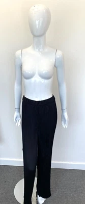 Boden Trousers Plisse Satin Wide Leg Elasticated Waist Black RVB001 (1) - Image 1 of 4