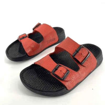 Birkenstock Youth Birki’s Vegan Barbados Strappy Sandal Orange Black Size 4 - Image 1 of 4