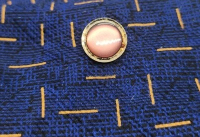 Vintage Tie Tack / Tie Pin Gold Tone Disc w/ Purple Shimmering Insert - Image 1 of 4
