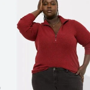 Felpa TORRID Relaxed Fit super morbida peluche costina quarto zip 2X 18 20 rabarbaro - Foto 1 di 10