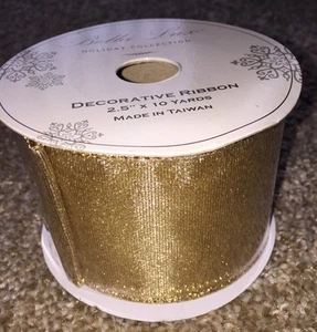 Dekoratives Band Bella Lux Urlaub ganz Gold Schimmer verdrahtet 2,5 Zoll x 10 Yds NEU - Bild 1 von 3