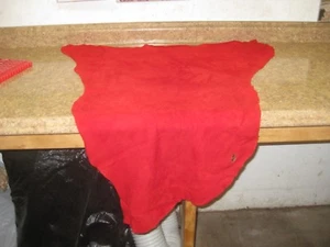 Red Suede Deer Leather #0006622 Row J - Picture 1 of 5