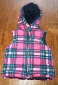 Sugar Rush Girls NWOT Size Small fully lined Plaid Hooded Zip Up Vest - Picture 1 of 6