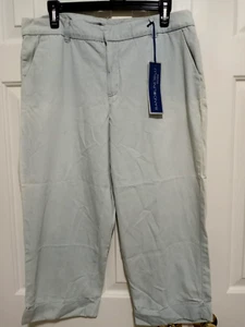 BANDOLINOBLU DENIM PANTS Cropped Size 12 100% Cotton Light Blue Faded/ Cuffs NWT - Picture 1 of 4