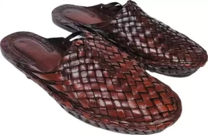 Aura Mens Kolhapuri leather jutti mojari ethnic flat shoes US size 8-12 HT66-70 - Picture 1 of 35