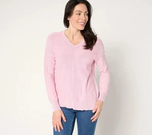 Attitudes by Renee Sz 1X 100% Cotton Sweater with Wash Effect LAVENDER A676014 - Picture 1 of 1