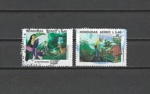 HONDURAS, 1995, CORREO AÉREO, 50 ANIVERSARIO, CUIDADO, JUEGO DE 2 SELLOS, PERF, USADO - Imagen 1 de 1