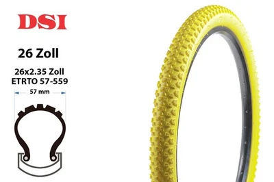 26 Zoll Fahrrad Reifen 26x2.35 Mountain Bike MTB 57-559 Mantel Gelb B-Ware - Bild 1 von 4