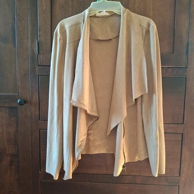 西部夹克米色人造麂皮绒瀑布前 L 蒸汽朋克摩托西南艺术 — 第 1/4 张图片