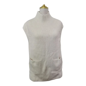 Banana Republic Mock Neck Sleeveless Tunic Sweater Vest White XS Cotton Blend - Picture 1 of 6