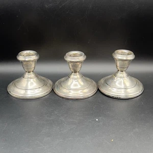 Vintage Sterling Silber Kerzenständer 3" gewichtet ~ 3er Set - Bild 1 von 13