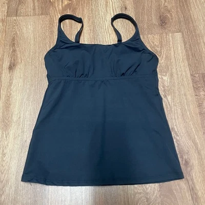 Tankini negro liso con aros Lands End para mujer talla 4 babydoll modesto Foto 1 de 4