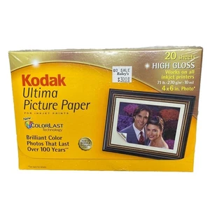 "Papel fotográfico Kodak Ultima para impresoras de inyección de tinta 20-4x6"" color último alto brillo" - Imagen 1 de 3