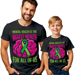Mens Kids Ribbon Brain Mental Health Awareness T-Shirt Tee Anxiety Emotional#MHA - Picture 1 of 30