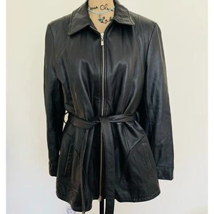 WILSONS Pelle Studio Black Leather Jacket Removable Ultra Thinsulate Lining Sz L - Picture 1 of 14