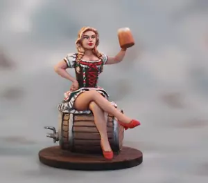 ⭐ Statuetta Ragazza con Birra Collezione Dipinta Miniatura 3D 54mm 1/32⭐ - Foto 1 di 6