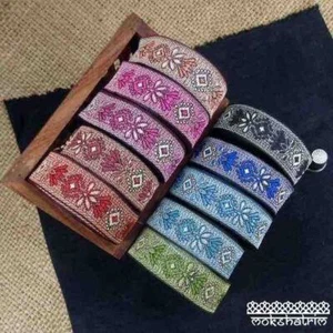 Indian Ethnic Flower Floral Diamond Gold Metallic Jacquard Ribbon MA1932 - Picture 1 of 22