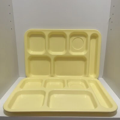 Cafeteria TRAEX Trays Yellow Lunch School Divide 6 Compartments Set Of 2 - Image 1 of 4