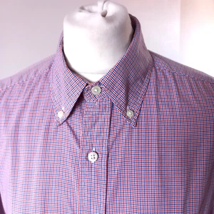 GANT Shirt Mens M Blue Red White Short Sleeve The Broadcloth Micro Check Regular - Picture 1 of 13