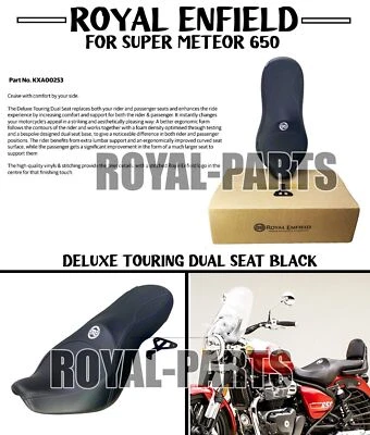 Royal Enfield "DELUXE TOURING DUAL SEAT, NOIR" pour Super Meteor 650