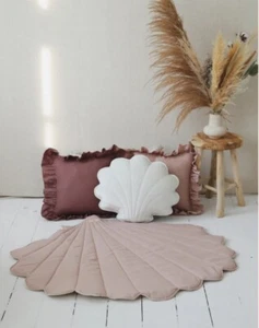 Moi Mili Linen Baby Shell Mat Tummy Time Toddler Play Dusty Pink $175 - Imagen 1 de 12