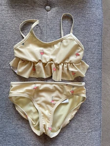 Gap Little Girls Yellow Flamingo 2 Piece Bathong Suit Size Small - Picture 1 of 7