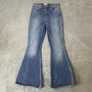 7 For All Mankind MEGAFLARE Jeans Women 29x31 Faded Blue High Rise Bell Bottoms - Picture 1 of 11