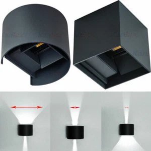 IP54 7W LED Wall Light Grey Up Down Wall Plug In Outdoor Adjustable Beam Angle  - Picture 1 of 10