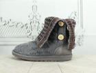 UGG Australia Women's Gray Brown Buttons Foldover Cable Knit Boots Size US 6