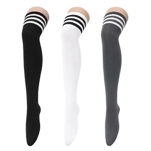 3 Pairs Thigh High Socks for Women striped Over the Knee Socks Long Stocking ... - Picture 1 of 6