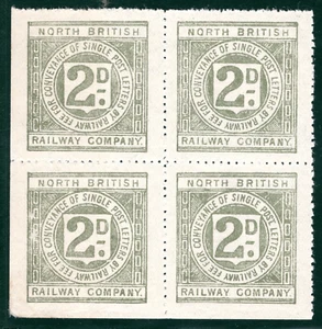 GB Scotland NBR Railway Letter Stamp 2d BLOCK{4} NORTH BRITISH Mint MM RSB148 - Picture 1 of 6